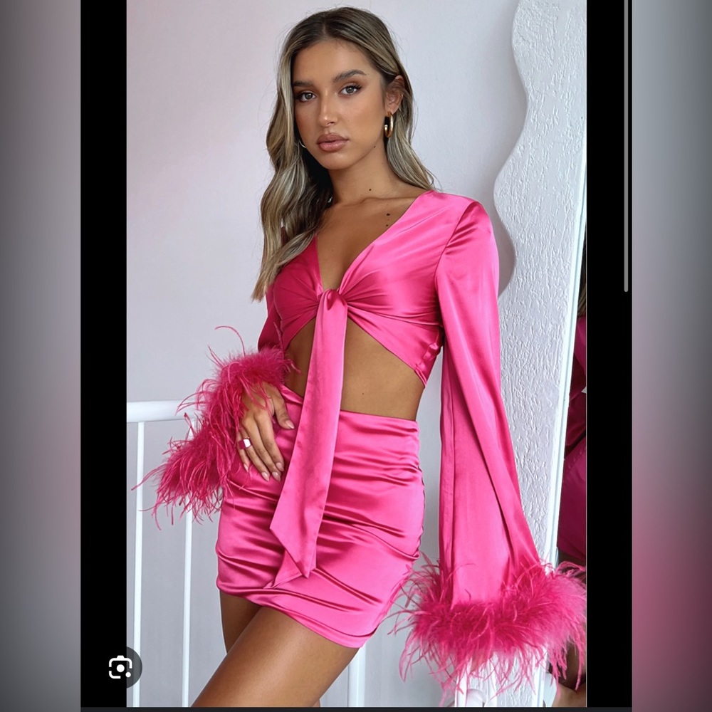 Pink Satin mini skirt